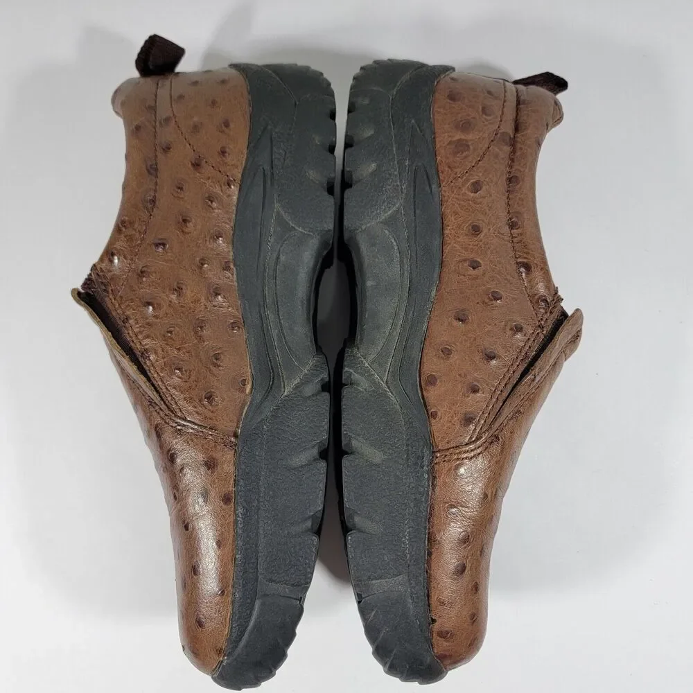Roper Men's Size 8.5‎ Ostrich Print Leather Clog Slip On Shoes